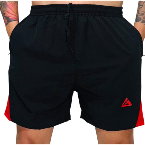 Pantaloneta Gym Spandex Negro Rojo Original RIPPLE