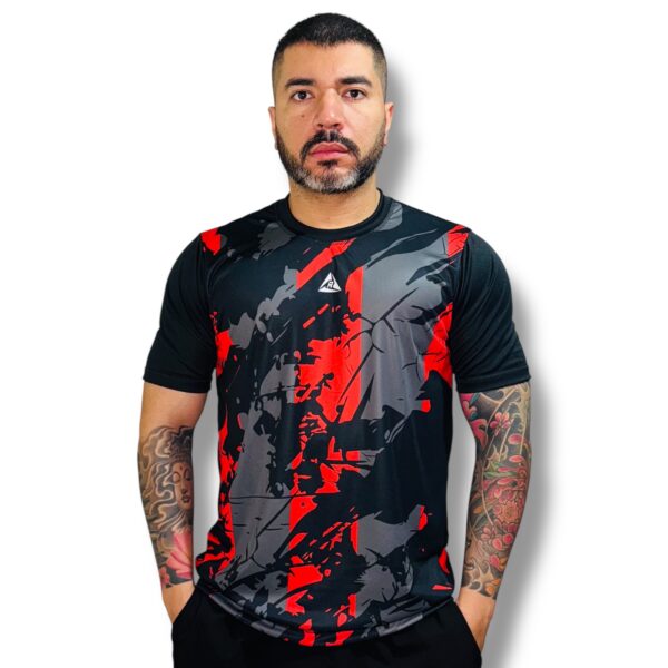 Camiseta Deportiva Sublimada  Negro Rojo Original Ripple - Imagen 2