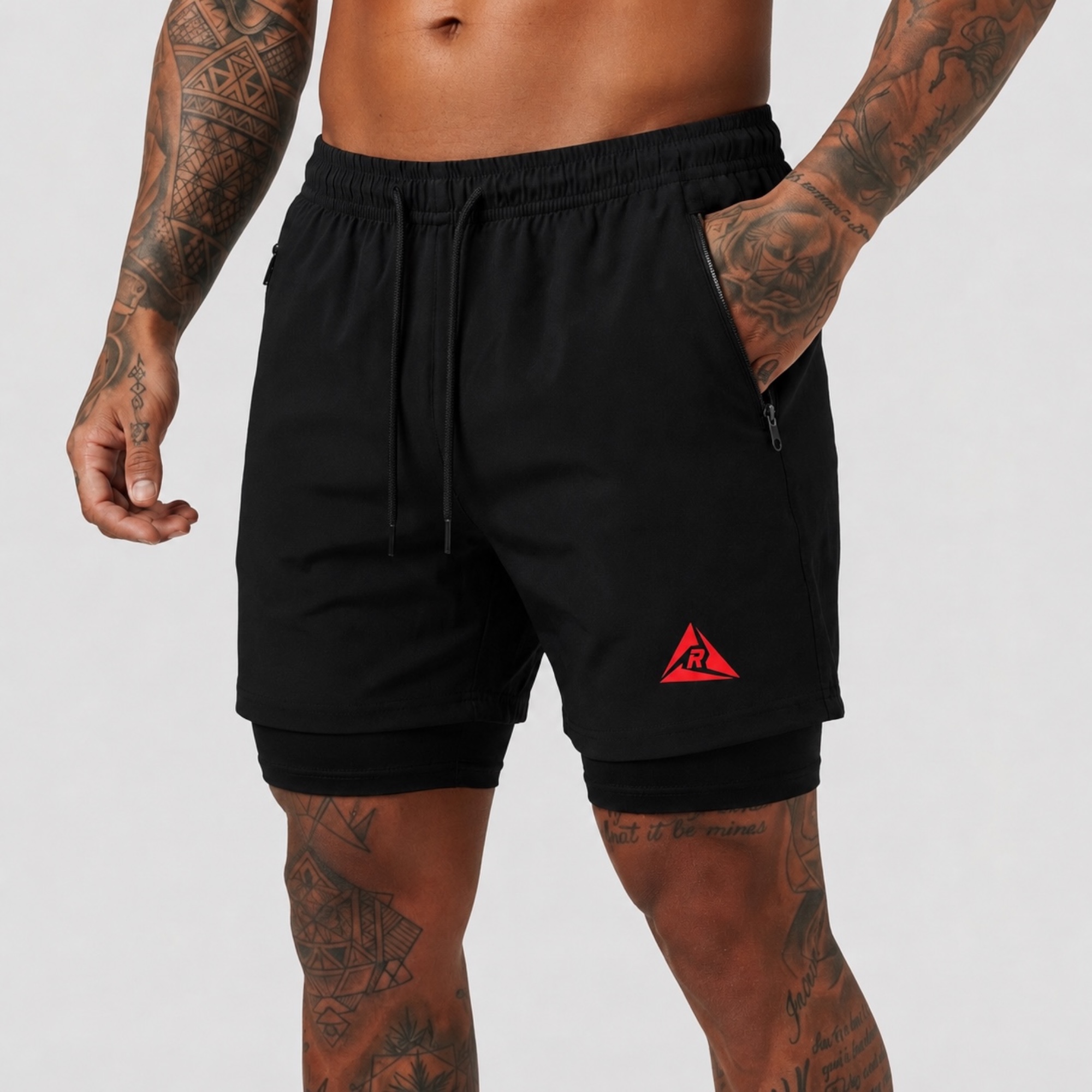 Pantaloneta Licra Corta Clásica Negro Rojo Original Ripple - Imagen 2