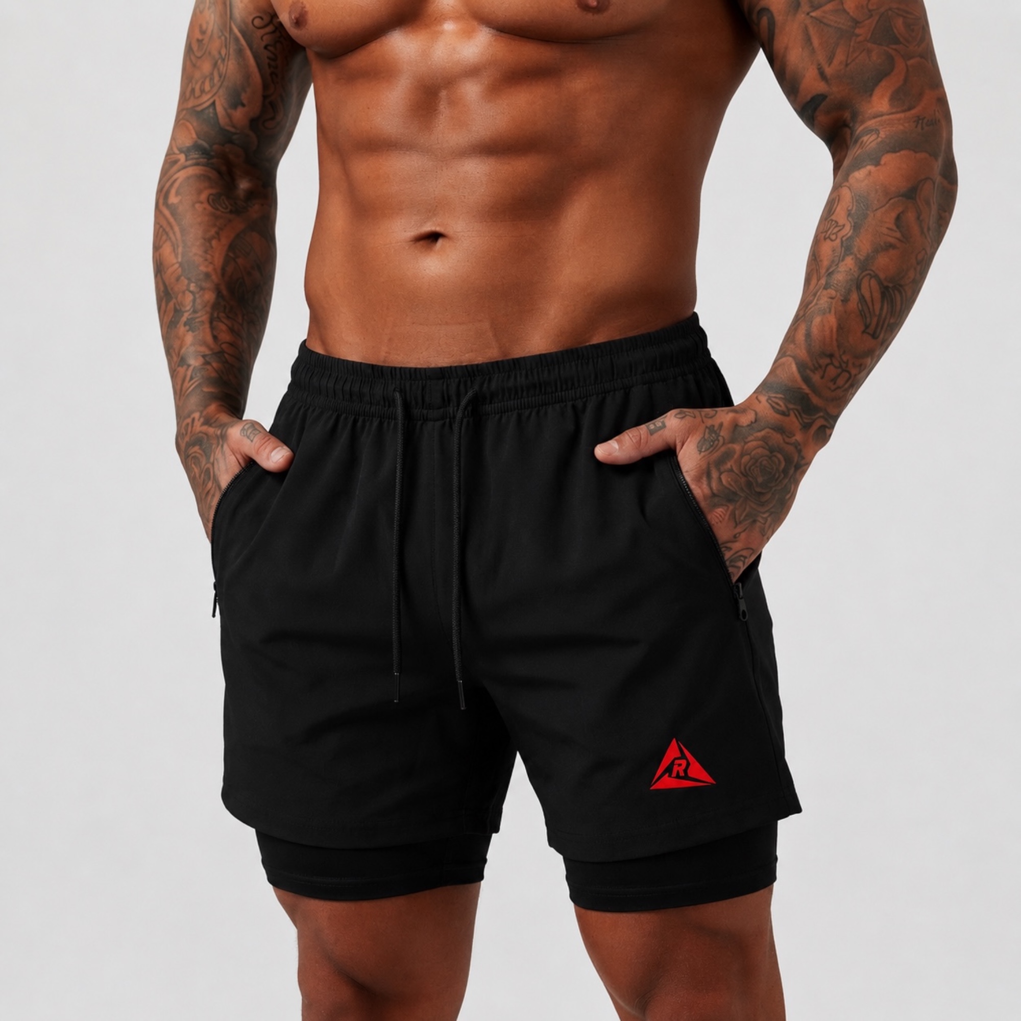 Pantaloneta Licra Corta Clásica Negro Rojo Original Ripple - Imagen 7