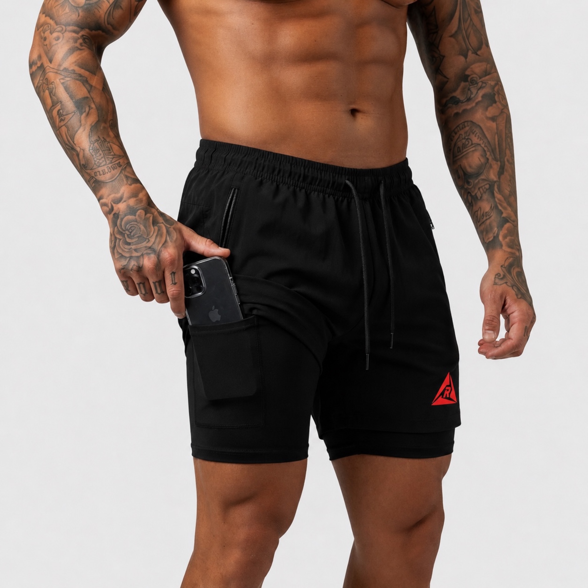 Pantaloneta Licra Corta Clásica Negro Rojo Original Ripple - Imagen 6