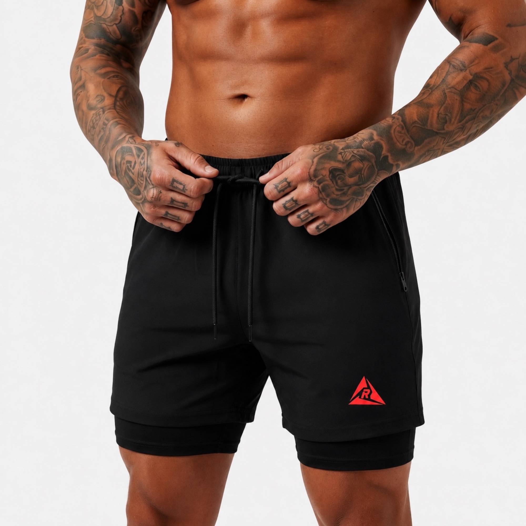 Pantaloneta Licra Corta Clásica Negro Rojo Original Ripple - Imagen 5