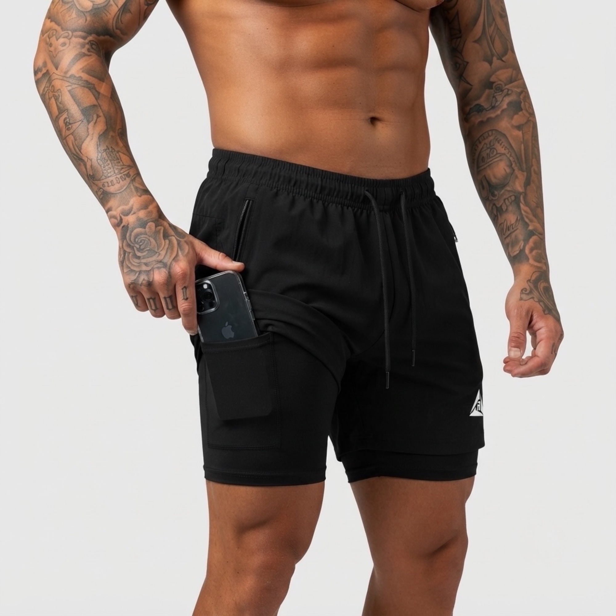 Pantaloneta Licra Corta Clásica Negro Blanco Original Ripple - Imagen 3