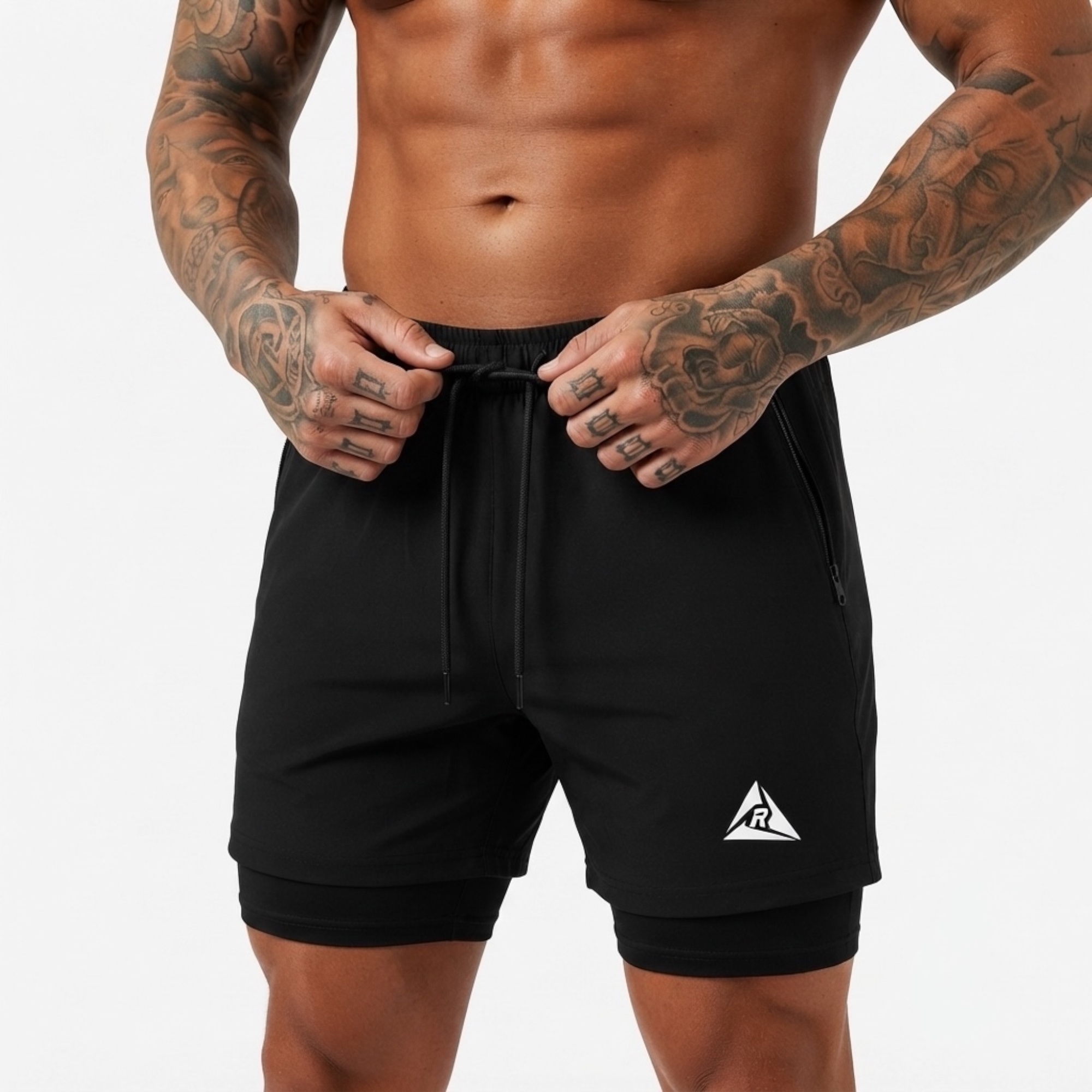 Pantaloneta Licra Corta Clásica Negro Blanco Original Ripple - Imagen 2