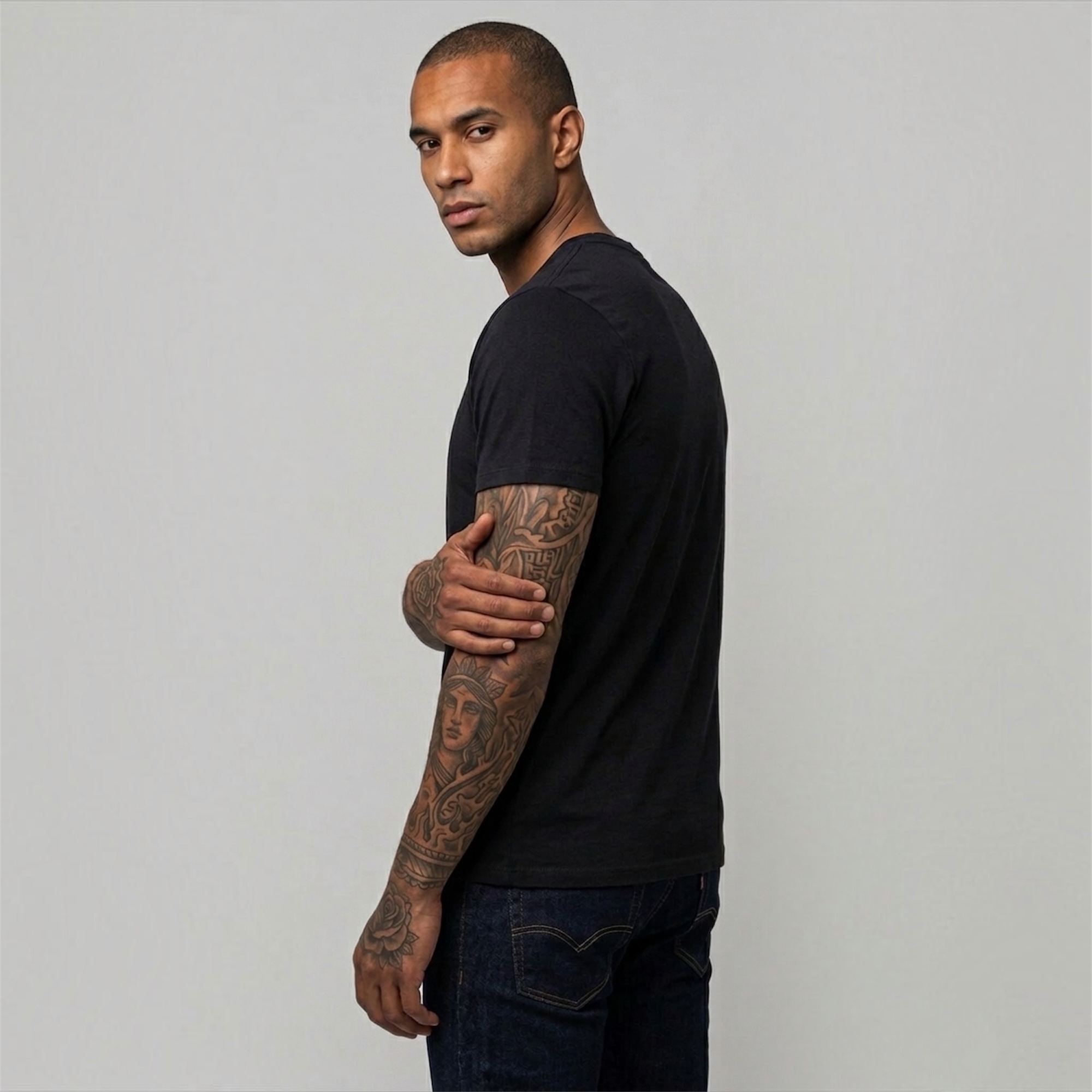 Camiseta Tela Fría Hombre Spandex Negro Rojo - Imagen 3