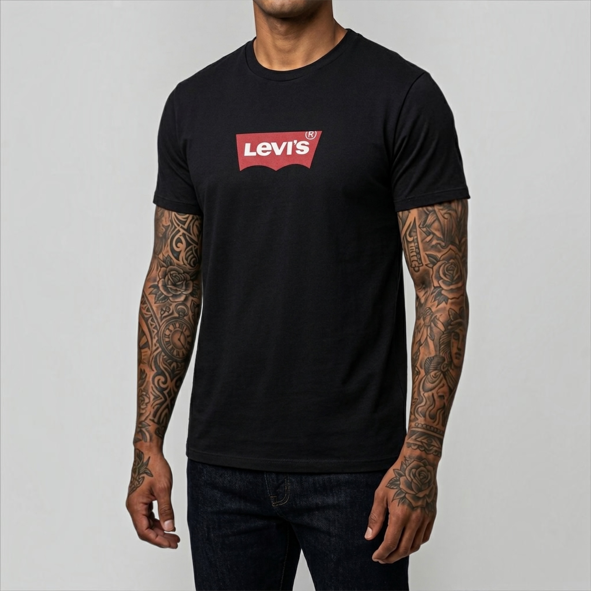 Camiseta Tela Fría Hombre Spandex Negro Rojo