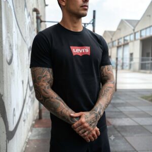 Camiseta Tela Fría Hombre Spandex Negro Rojo