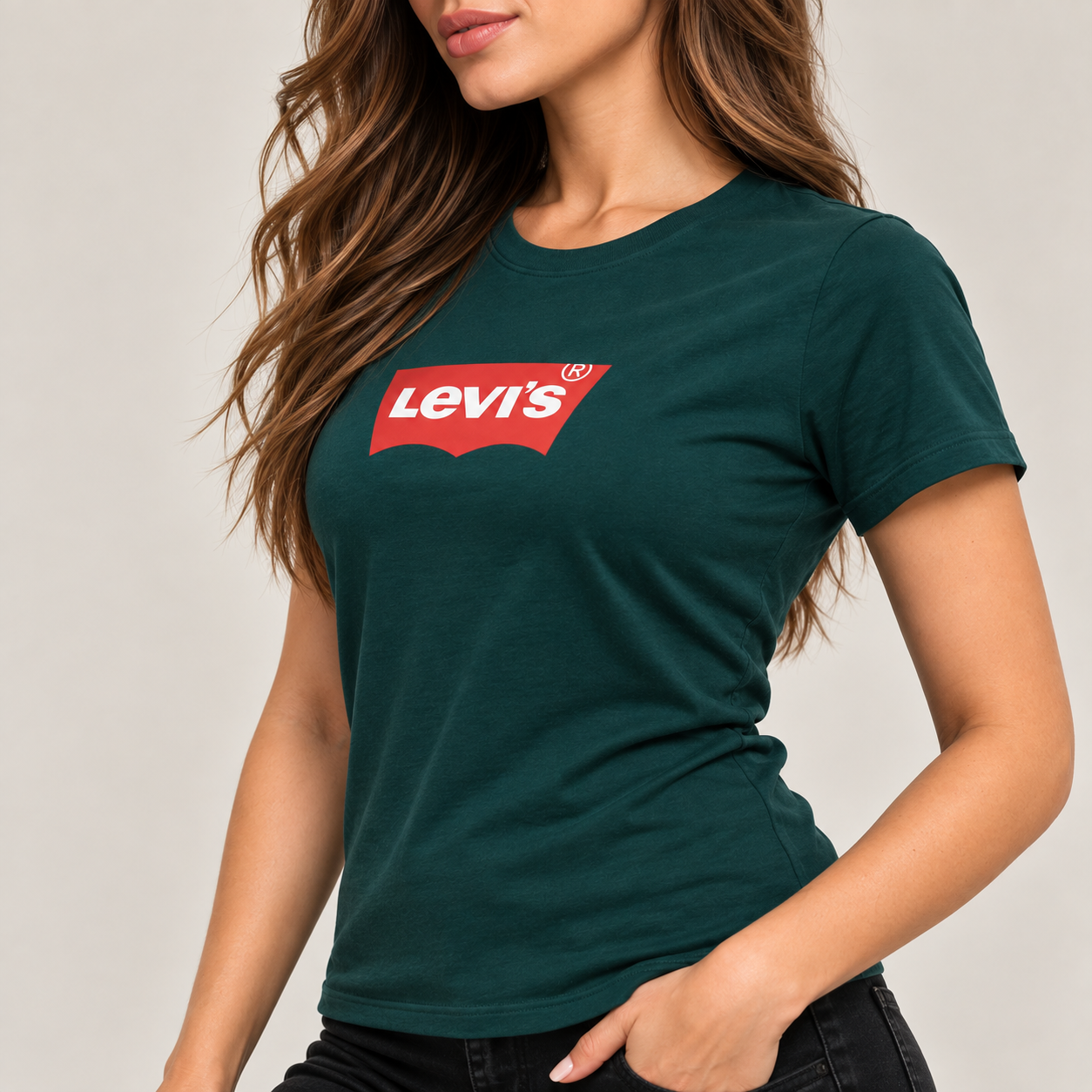 Camiseta Tela Fría Mujer Spandex Verde Esmeralda - Imagen 2