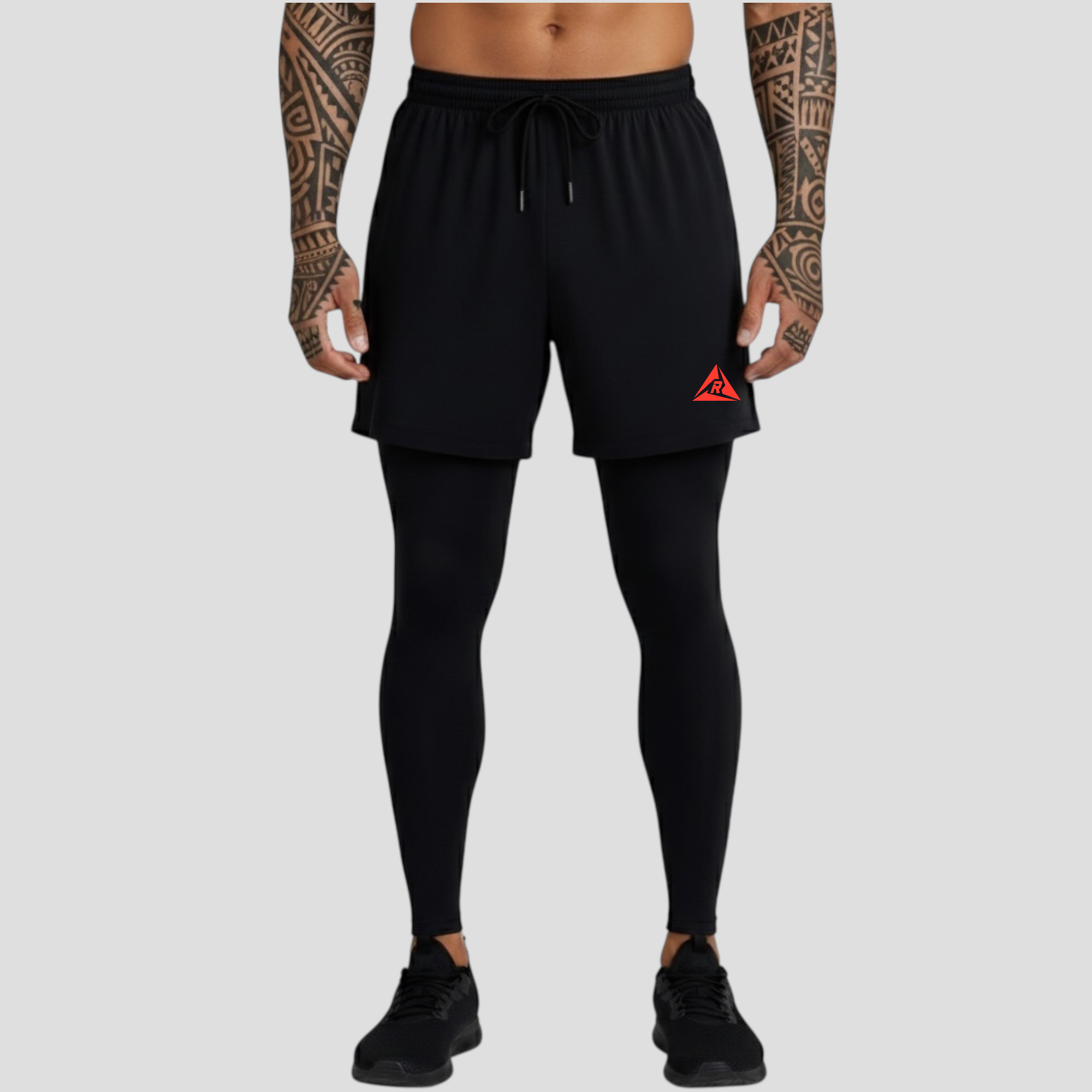 Pantaloneta Licra Larga Negro Rojo Original RIPPLE - Imagen 3