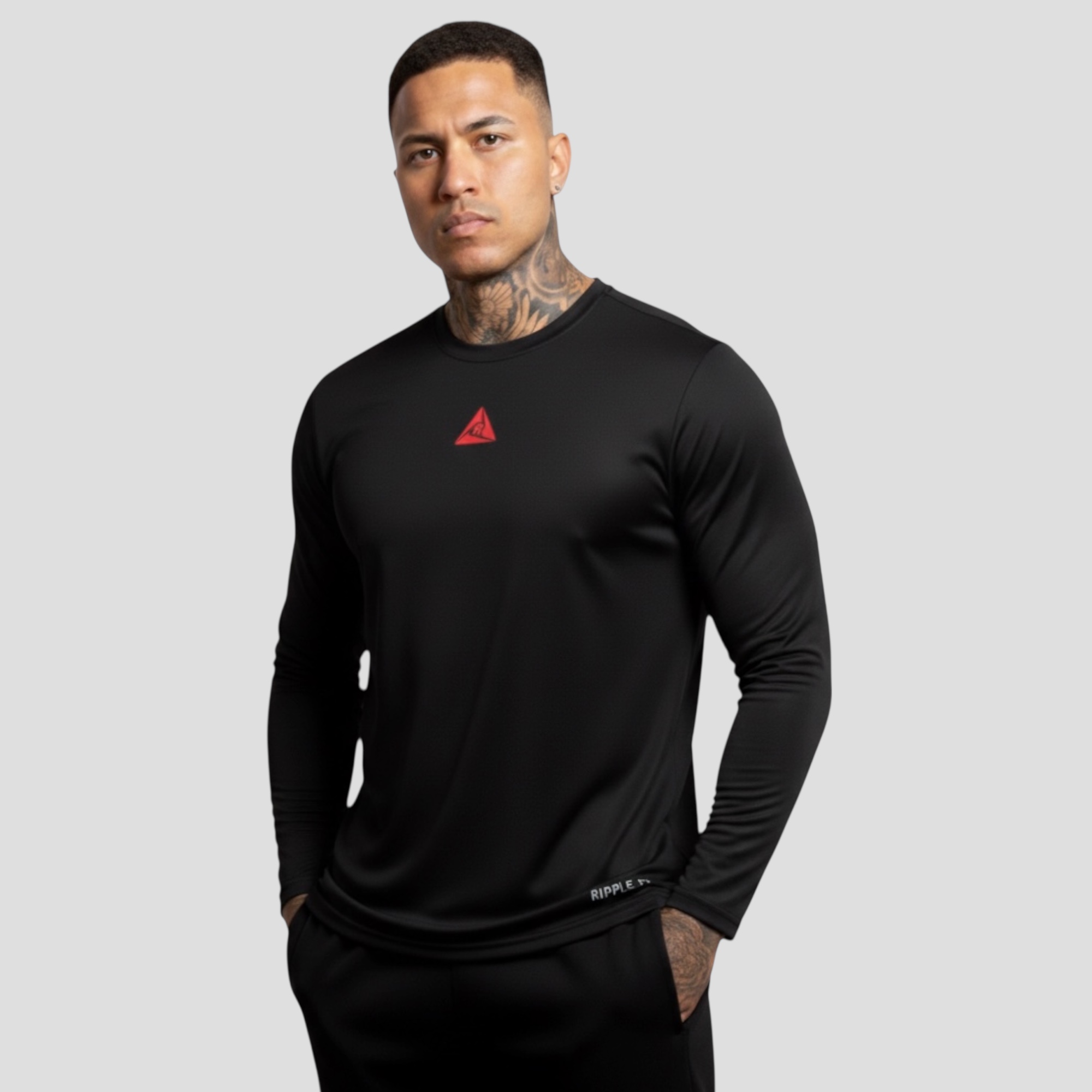 Camiseta Manga Larga Negro Rojo Original Ripple - Imagen 2