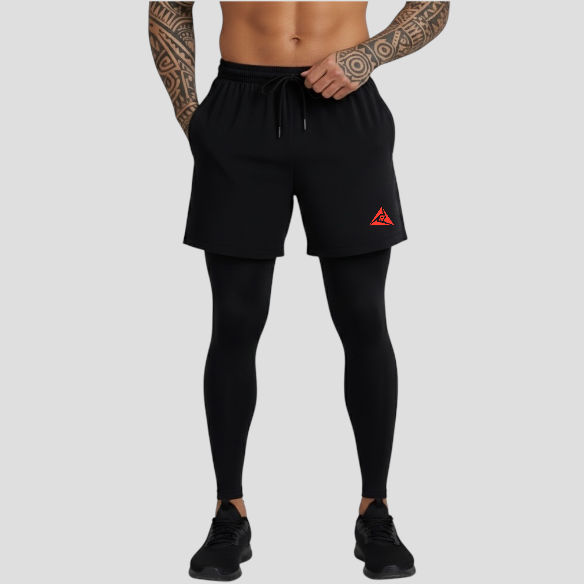 Pantaloneta Licra Larga Negro Rojo Original RIPPLE - Imagen 2