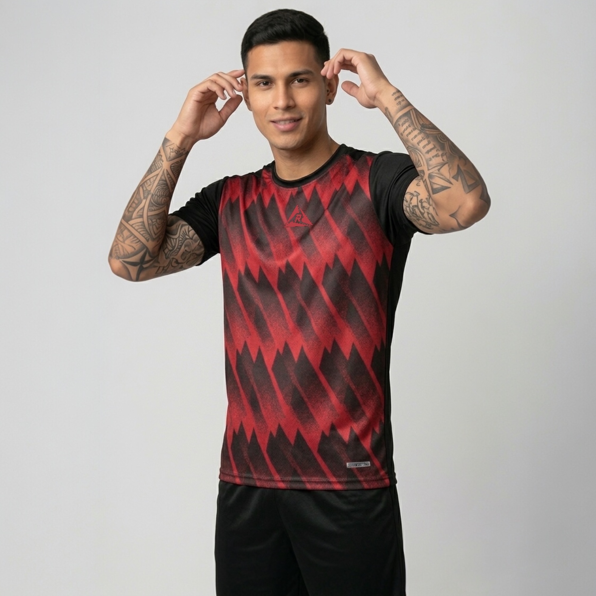 Camiseta Deportiva Sublimada Negro Rojo Original Ripple - Imagen 5