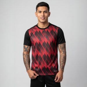 Camiseta Deportiva Sublimada Negro Rojo Original Ripple