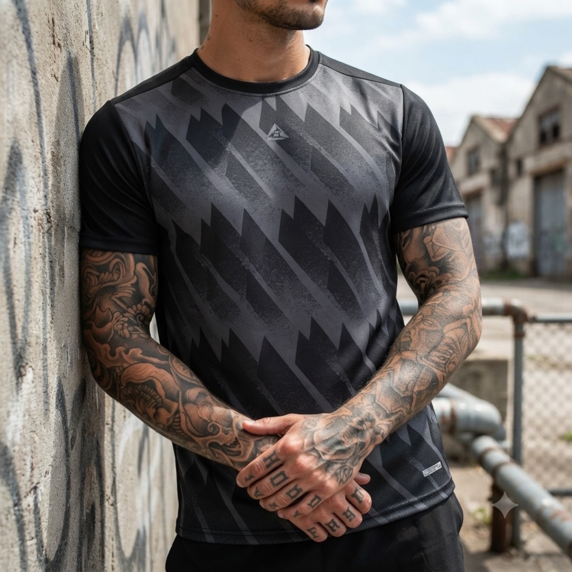 Camiseta Deportiva Sublimada Negro Gris Original Ripple