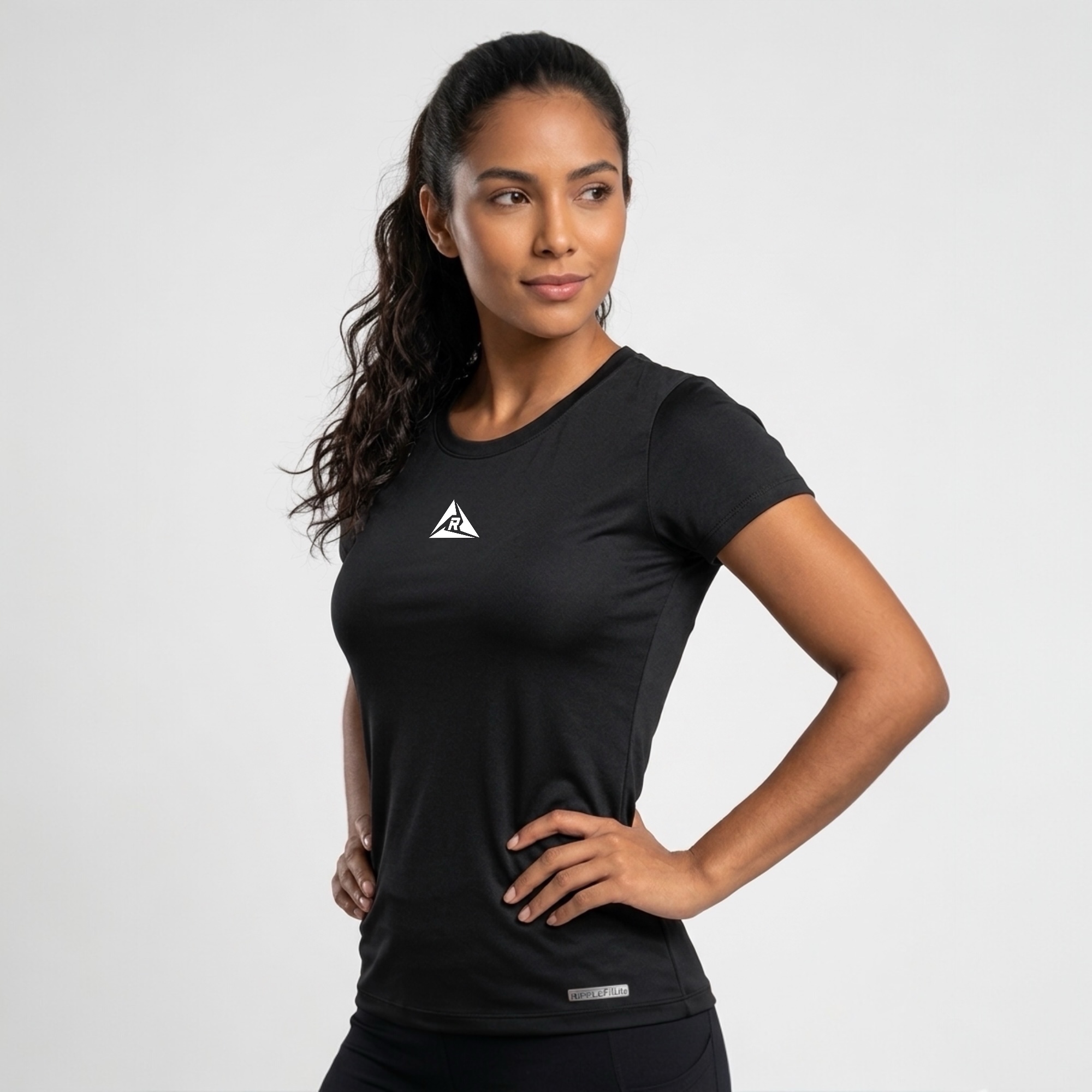 Camiseta Deportiva Mujer Negro Blanco Original Ripple - Imagen 6